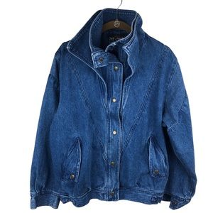 Women's Blue Denim Bomber Jacket - Vintage Style